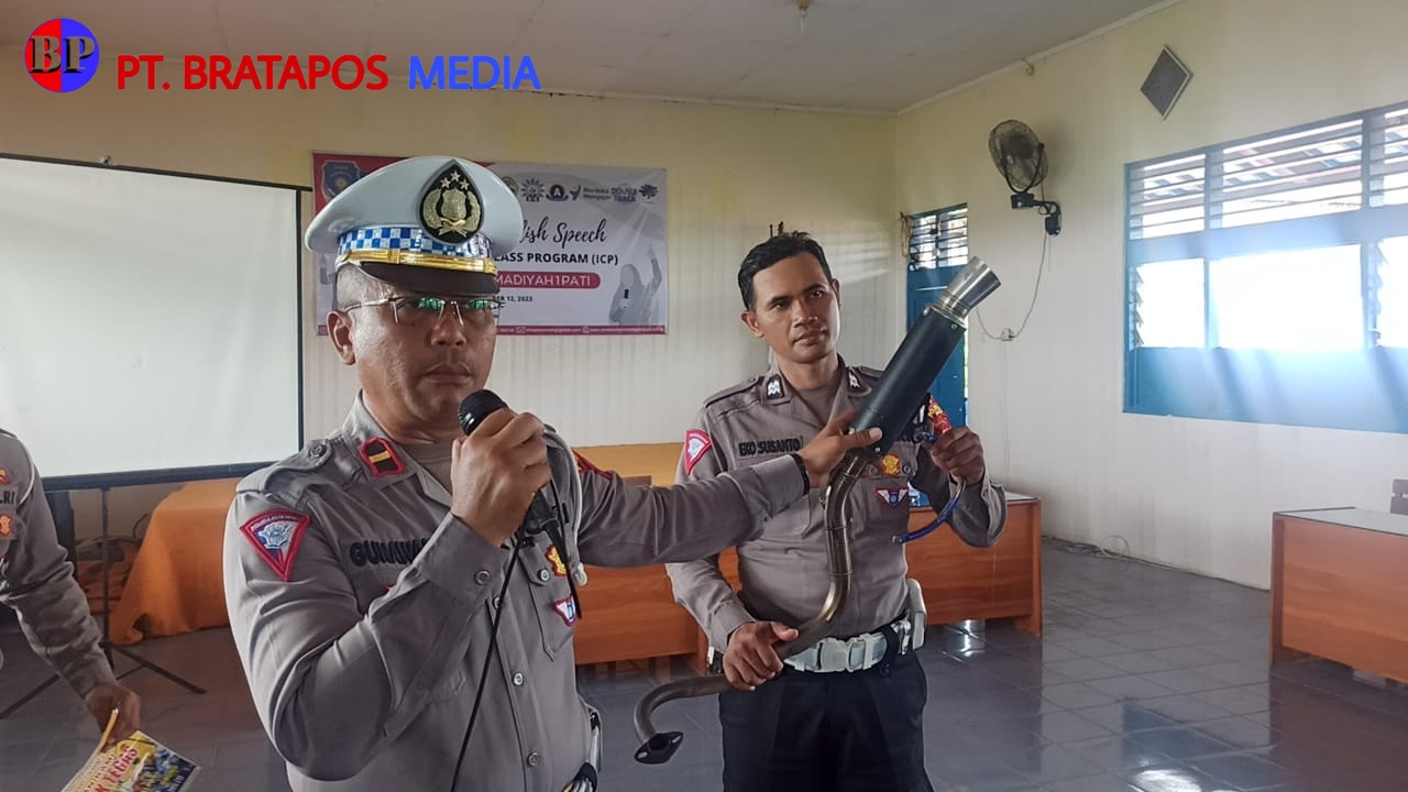 Satlantas Polresta Pati Sosialisasi Larangan Knalpot Brong di SMA Muhammadiyah 1 Pati