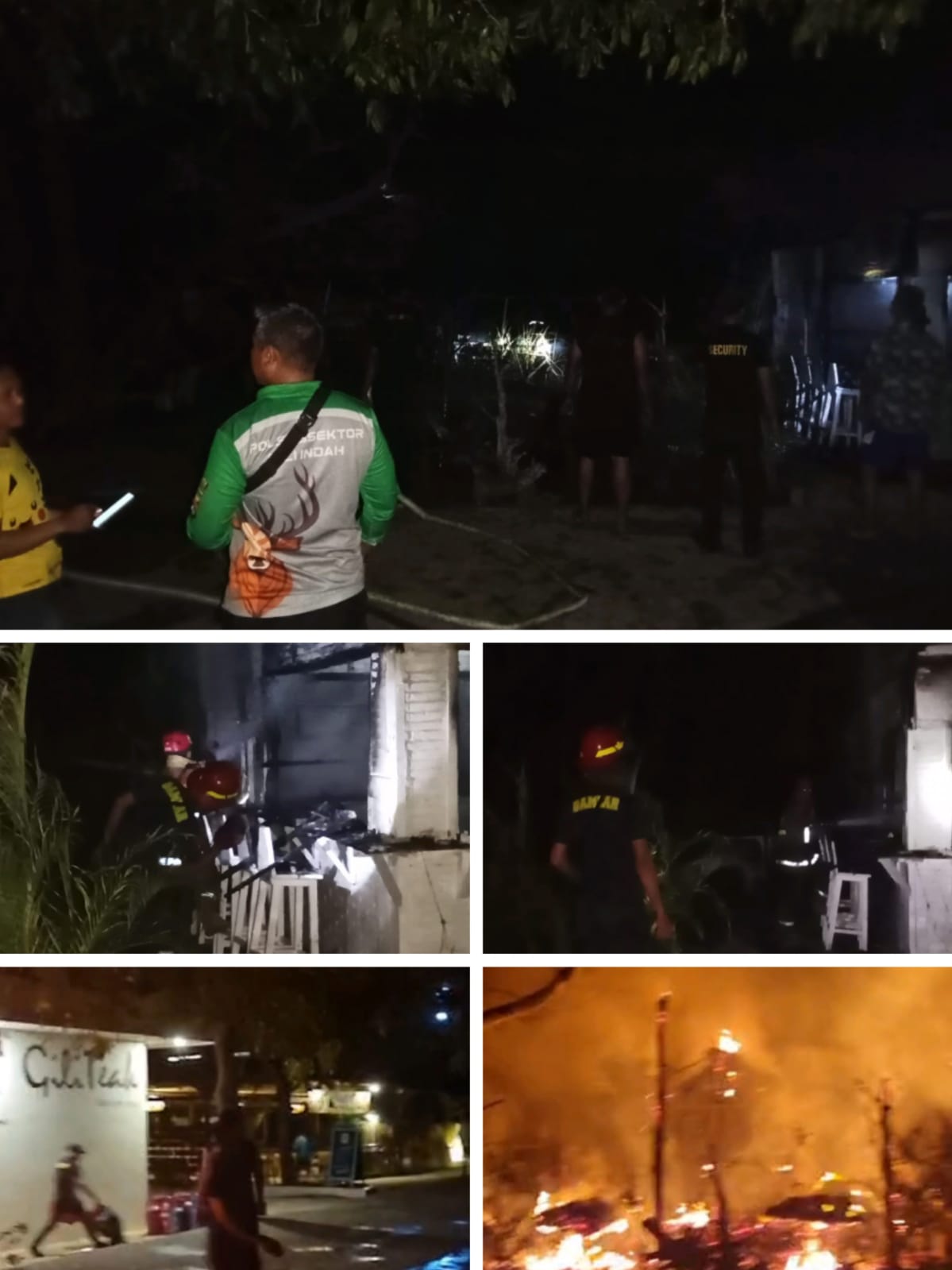 Dengan Sigap Anggota PolsubSektor Lakukan Evakuasi Kebakaran Restauran Casa Vintages