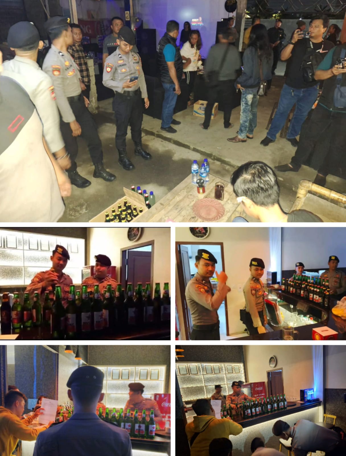 Kasat Narkoba Polresta Mataram Pimpin Razia Miras di Sejumlah Cafe di Kota Mataram, Puluhan Botol Miras di Amankan