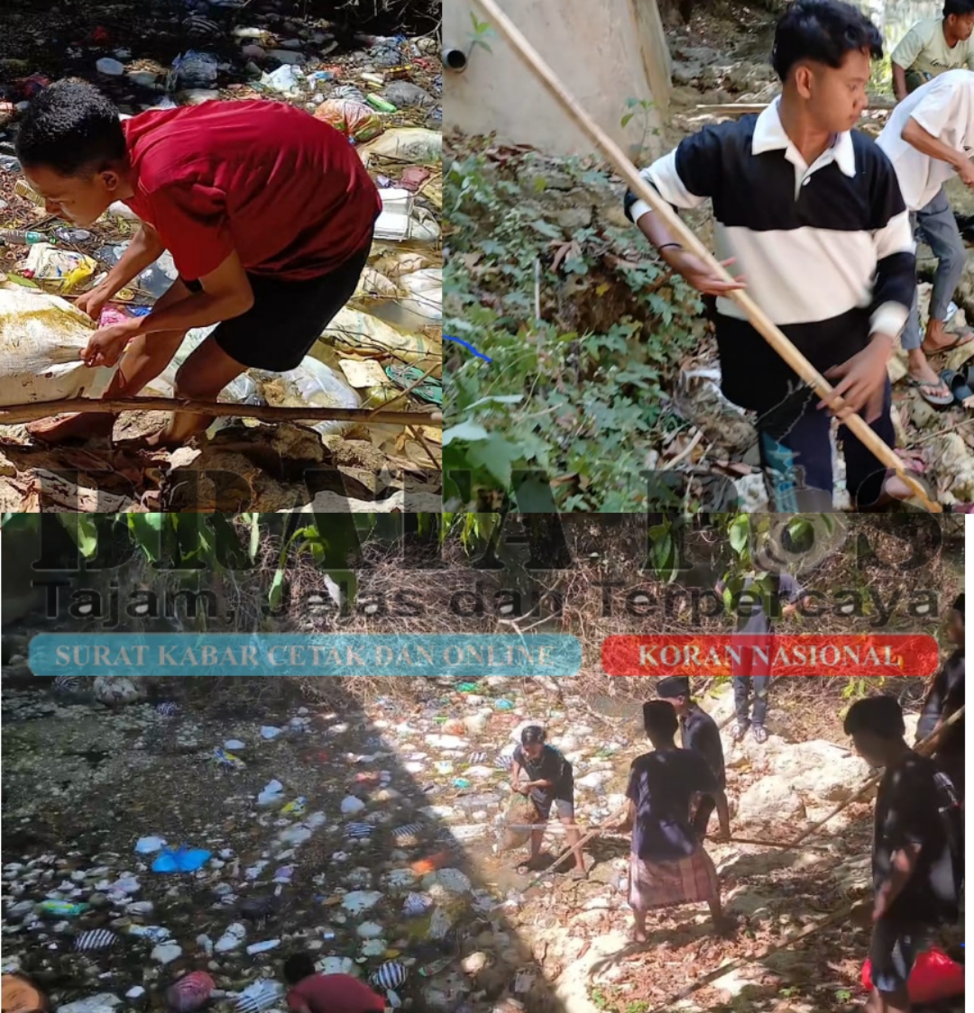 Aksi Pemuda Bilapora Sumenep Bersihkan Sungai Dari Tumpukan Sampah
