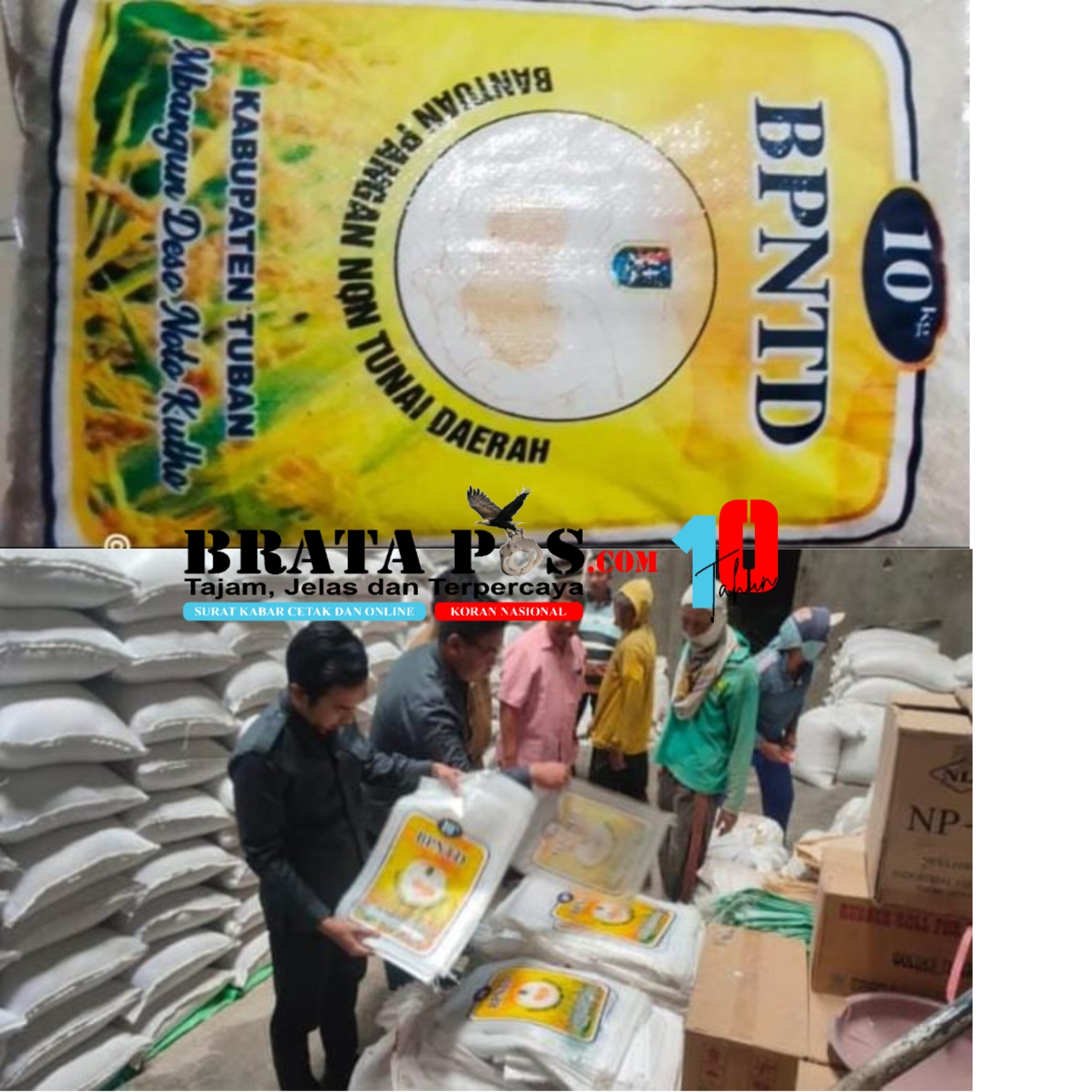 VIRAL...!! Logo Bangun Deso Noto Kutho Pada Karung Beras Bantuan BPNT Bawaslu Akan Tindak Tegas.