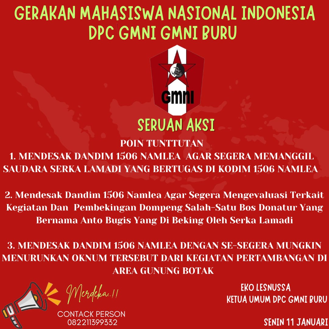 Tuduhan Terhadap Serka La Madi Itu Tidak Benar'Ini Kata OKK GMNI Cabang Buru