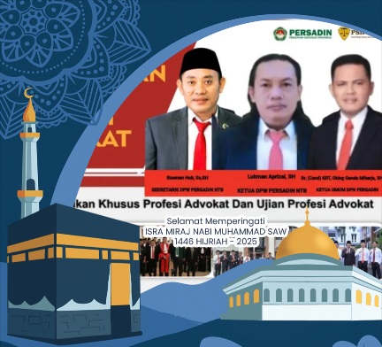 PERSADIN NTB Mengucapkan Selamat Memperingati Isra' Mi'raj Nabi Muhammad SAW 27 Rajab 1446 H