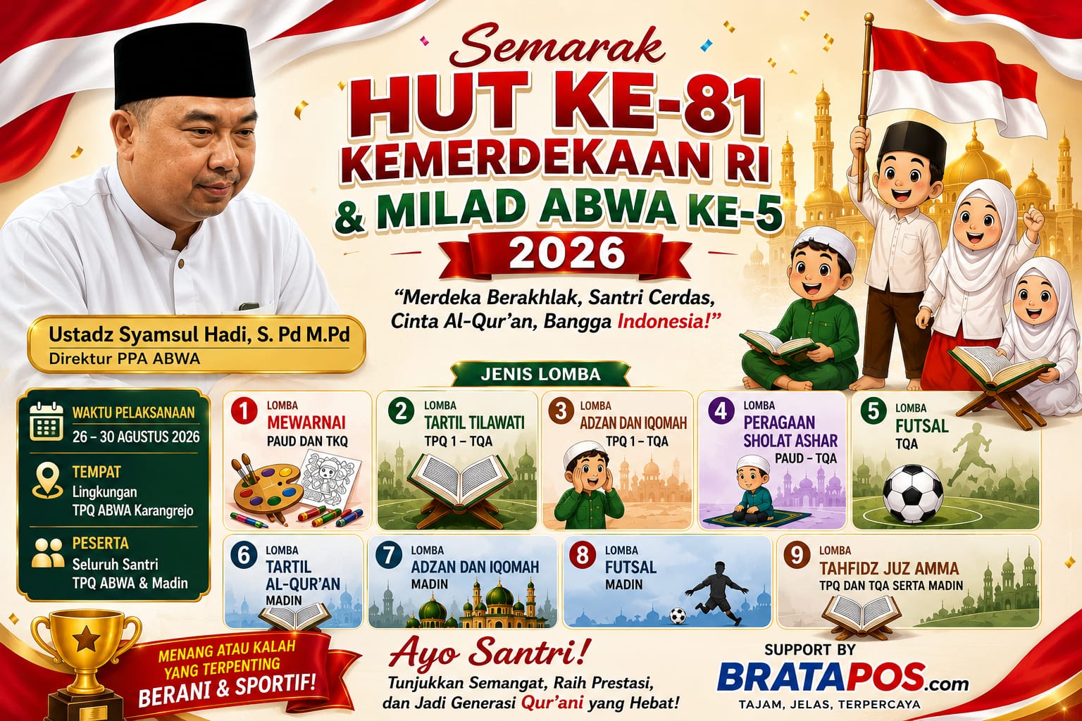 Semarak HUT ke-81 RI dan Milad ke-5 ABWA Banyuwangi, 9 Lomba Santri Disiapkan