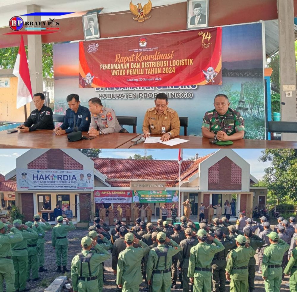 Satlinmas Kecamatan Gending Siap Siaga Menghadapi Pemilu 2024