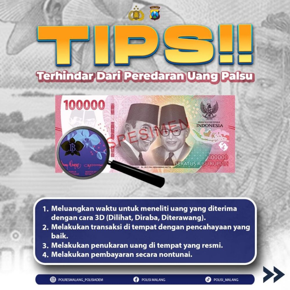 Polres Malang Menghimbau Waspada Menjelang Idul Fitri Terhadap Uang Palsu
