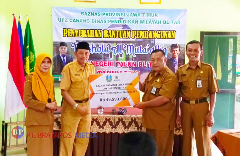 Bentuk Peduli Keagamaan, UPZ Baznas Dinas Pendidikan Wilayah Blitar, Serahkan Bantuan Pembangunan Mushola Al-Muta'alliq di SLB Negeri Talun