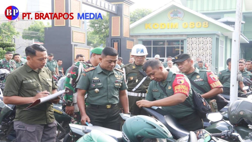 Cegah Terjadinya Pelanggaran, Kodim 0808/Blitar Bersama Subdenpom V/1-3 Blitar Gelar Pemeriksaan Kelengkapan Kendaraan Bermotor