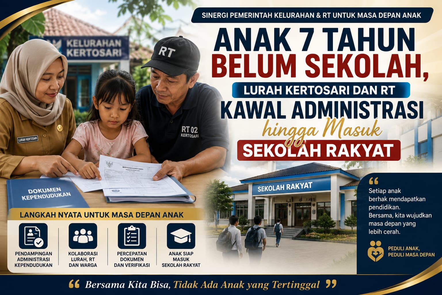Anak 7 Tahun Belum Sekolah, Lurah Kertosari dan RT Kawal Administrasi hingga Masuk Sekolah Rakyat