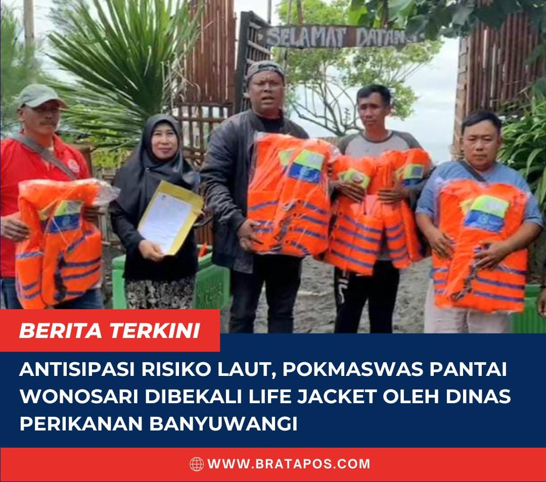 Antisipasi Risiko Laut, Pokmaswas Pantai Wonosari Dibekali Life Jacket oleh Dinas Perikanan Banyuwangi