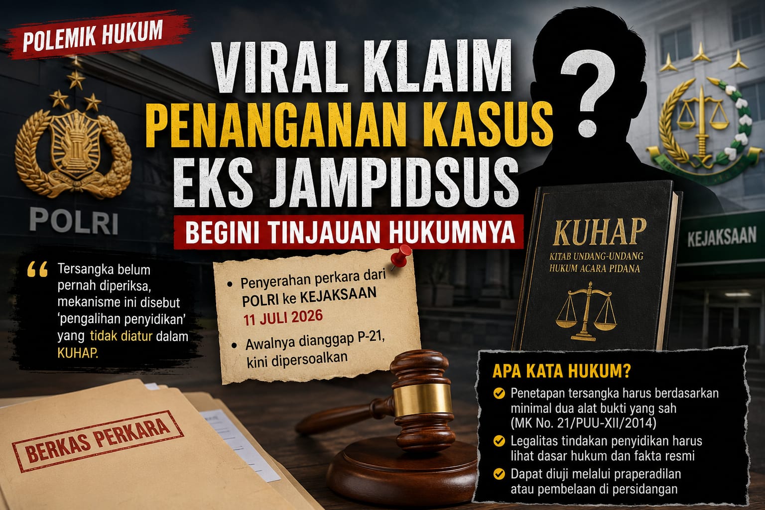 Benarkah Pengalihan Penyidikan Tidak Dikenal KUHAP? Polemik Kasus Eks Jampidsus Mengundang Perdebatan Hukum