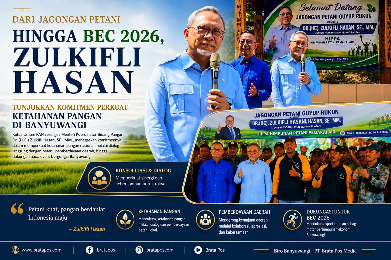 Dari Jagongan Petani hingga BEC 2026, Zulkifli Hasan Tunjukkan Komitmen Perkuat Ketahanan Pangan di Banyuwangi