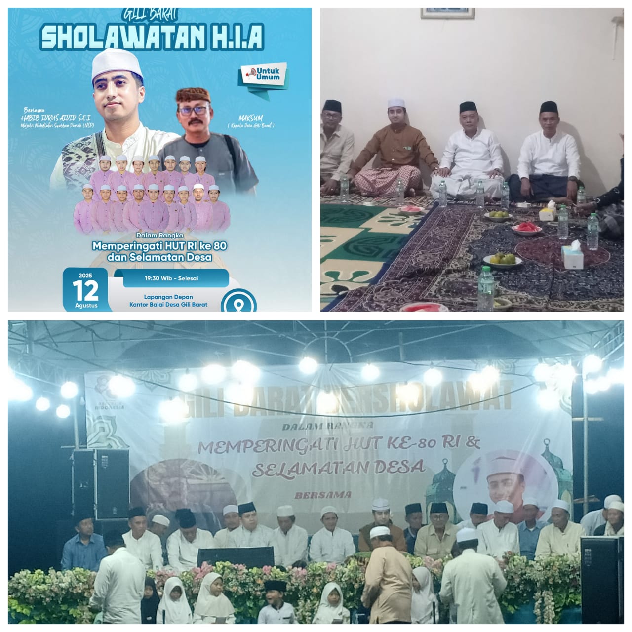 Desa Gili Barat Bersholawat Peringati HUT RI ke-80