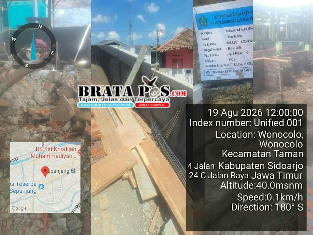 Di Duga Minimnya Pengawasan Dalam Rehabilitasi Pasar Taman Sidoarjo