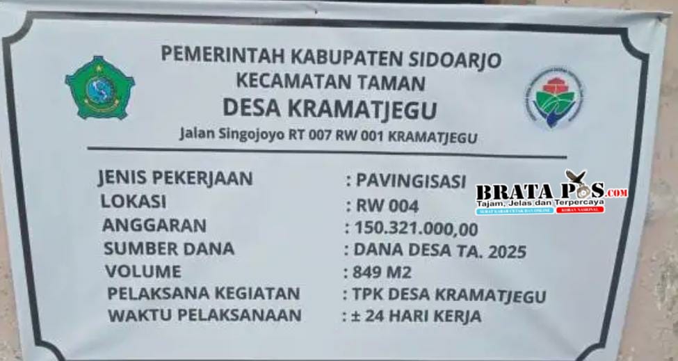 Di Duga Pavingisasi Desa Kramatjegu Kecamatan Taman Untungkan PJ Kepala Desa  Puluhan Juta