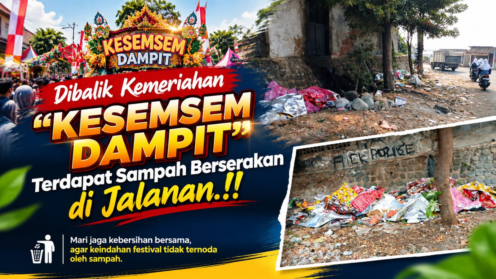 Dibalik Kemeriahan "Kesemsem Dampit" Terdapat Sampah Berserakan di Jalanan.!!