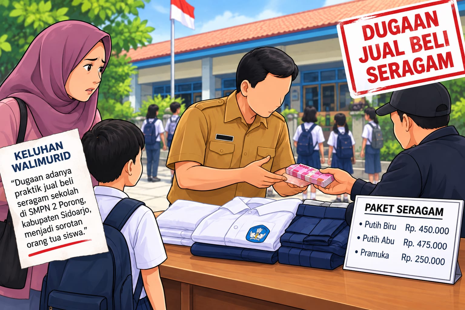 Dugaan Penjualan Seragam di SMPN 2 Porong Dipersoalkan Wali Murid, Status dan Mekanisme Dipertanyakan
