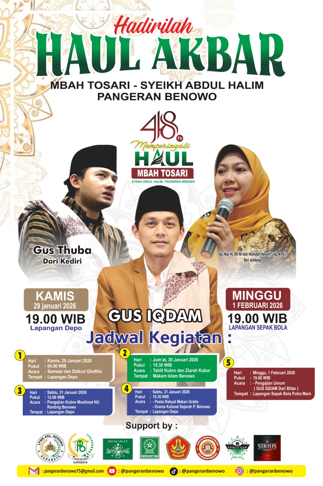 Haul Akbar Mbah Tosari ke-418 Digelar Lima Hari, Hadirkan Gus Iqdam dan Gus Thuba