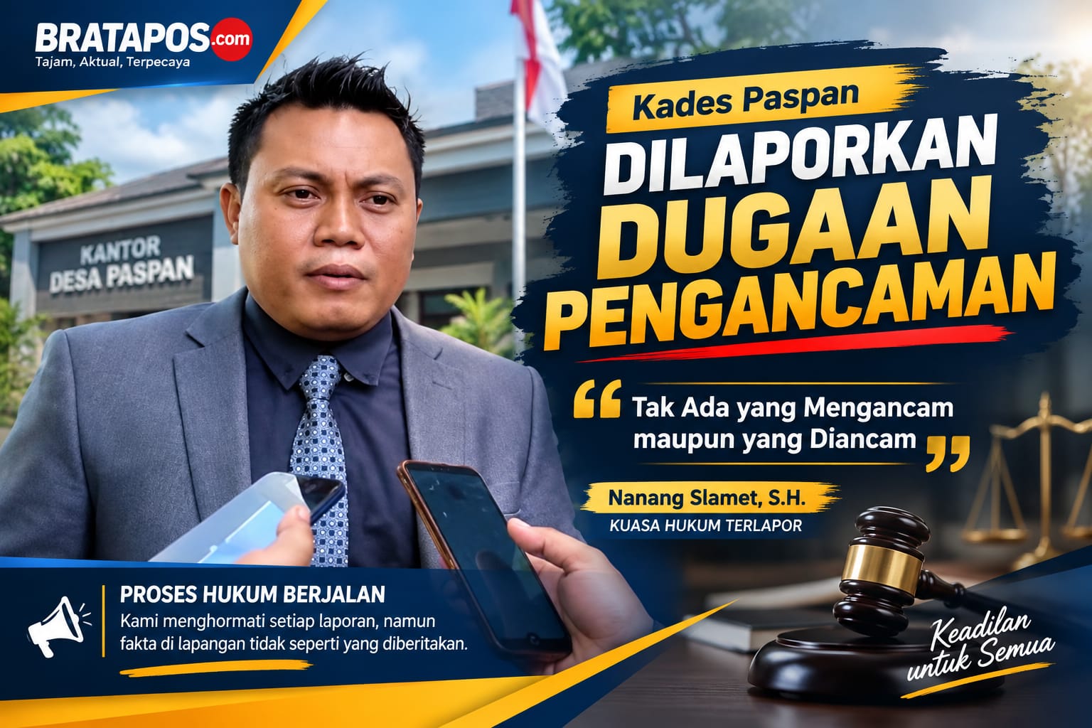 Kades Paspan Dilaporkan Dugaan Pengancaman, Kuasa Hukum: Tak Ada yang Mengancam maupun yang Diancam