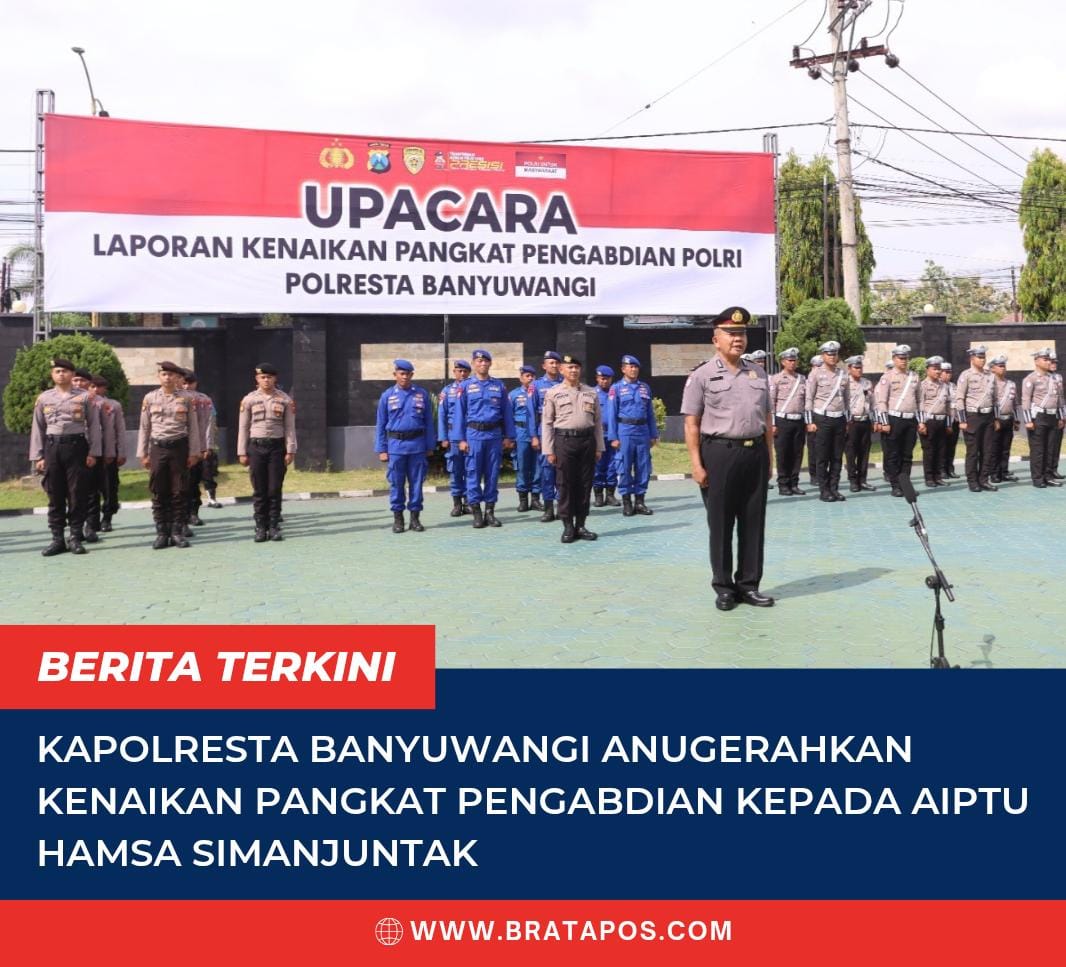 Kapolresta Banyuwangi Anugerahkan Kenaikan Pangkat Pengabdian kepada Aiptu Hamsa Simanjuntak