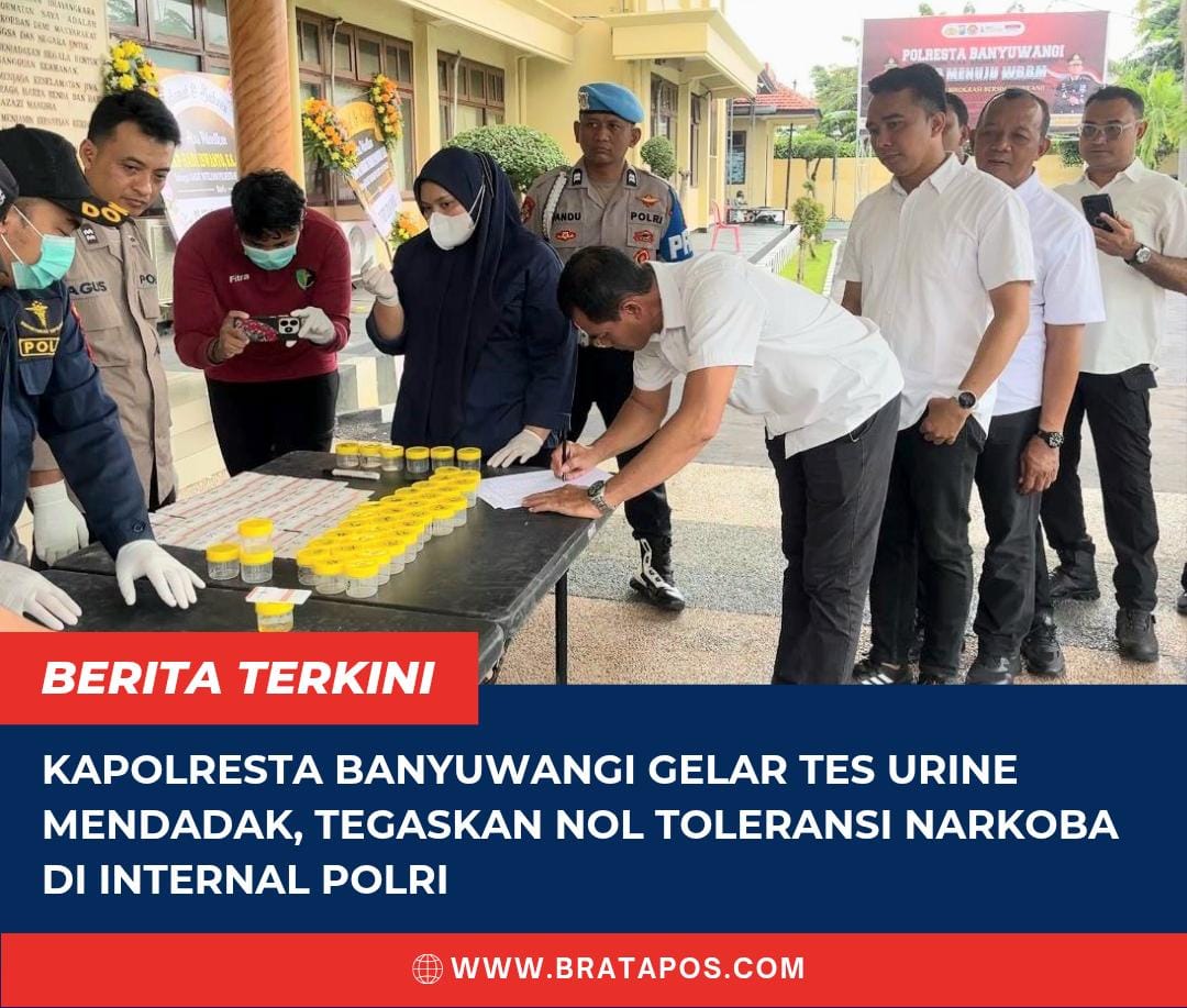 Kapolresta Banyuwangi Gelar Tes Urine Mendadak, Tegaskan Nol Toleransi Narkoba di Internal Polri