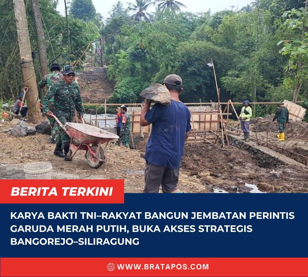 Karya Bakti TNI–Rakyat Bangun Jembatan Perintis Garuda Merah Putih, Buka Akses Strategis Bangorejo–Siliragung
