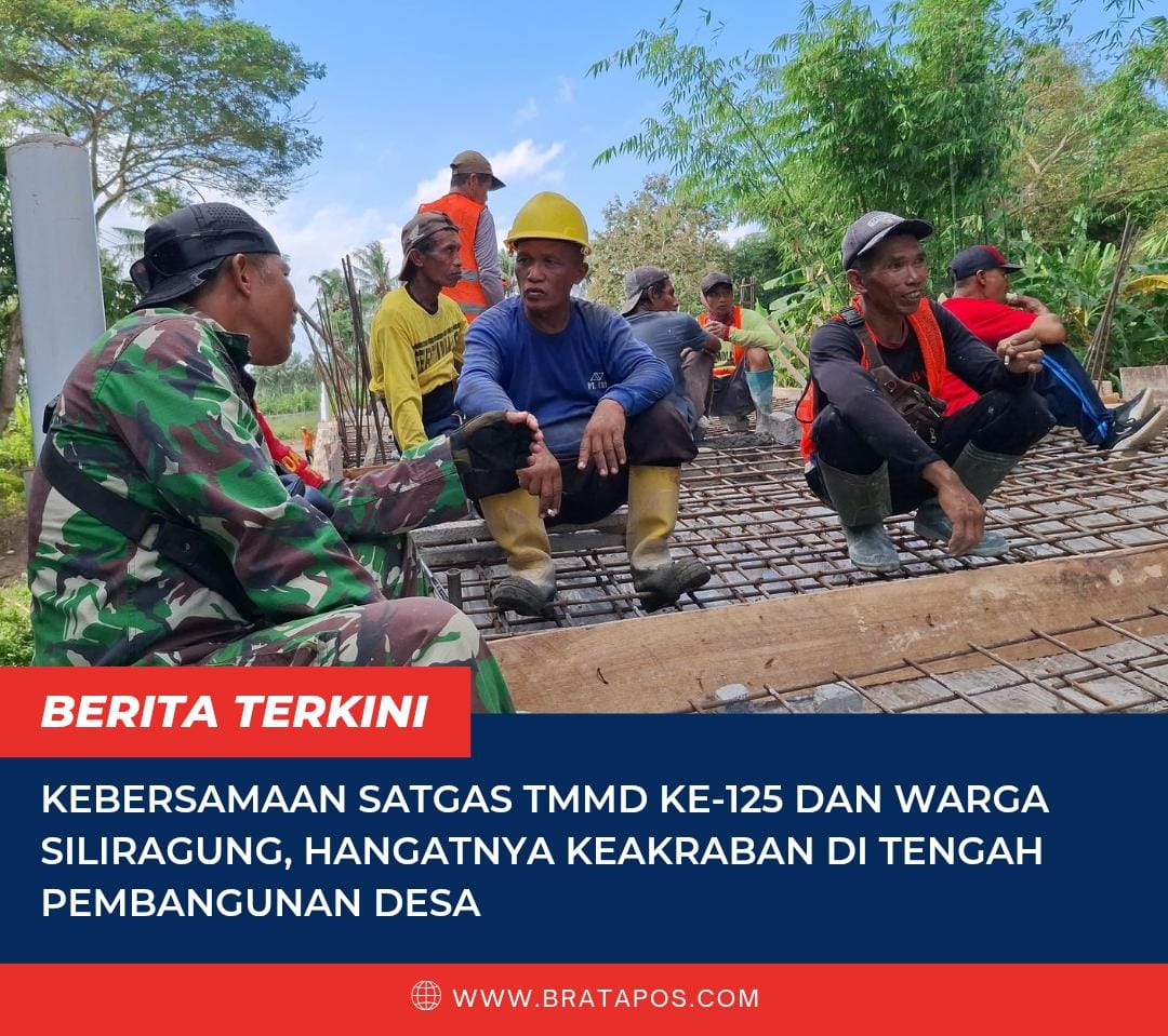 Kebersamaan Satgas TMMD ke-125 dan Warga Siliragung, Hangatnya Keakraban di Tengah Pembangunan Desa