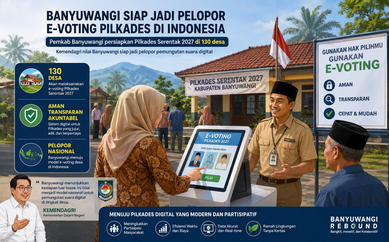 Kemendagri Dorong Pilkades Digital, Banyuwangi Matangkan Sistem e-Voting untuk 130 Desa