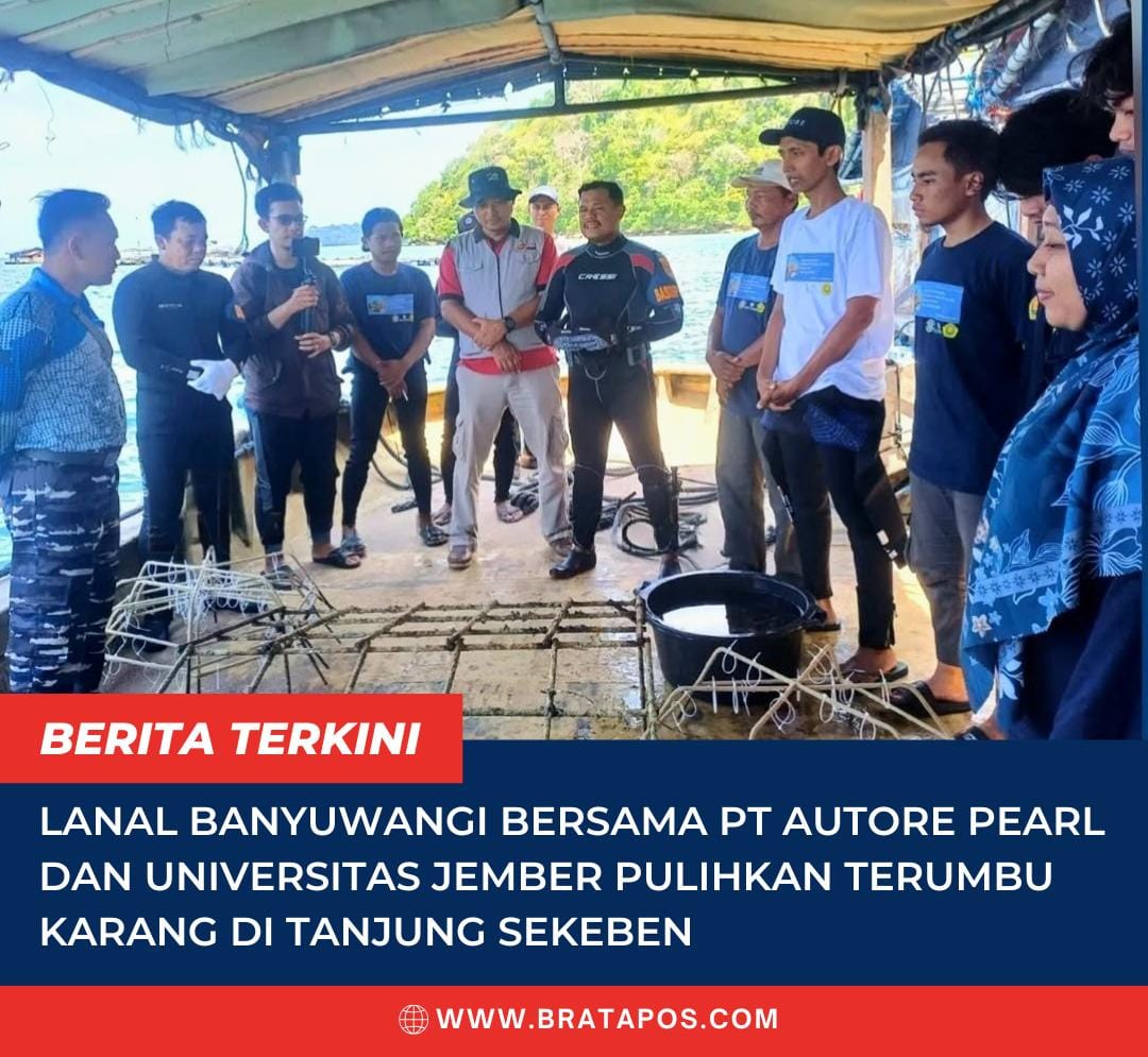 Lanal Banyuwangi Bersama PT Autore Pearl dan Universitas Jember Pulihkan Terumbu Karang di Tanjung Sekeben