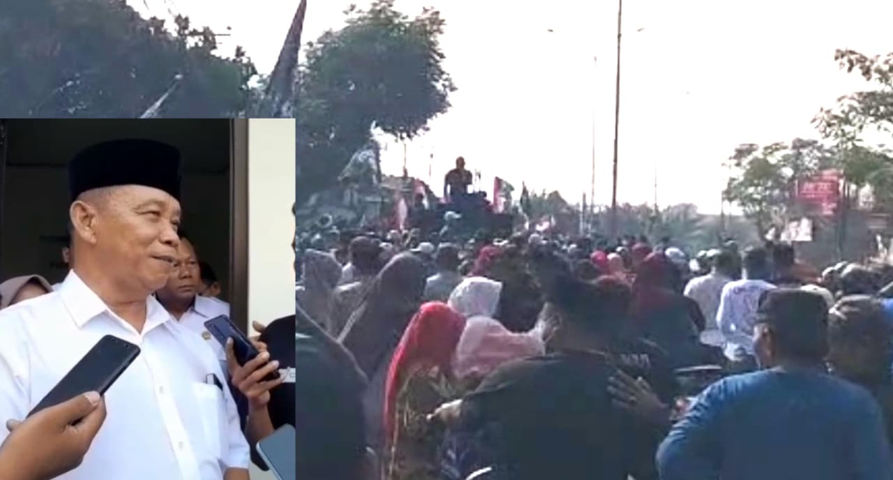 Lautan Manusia Iringi Petahana Daftar Bakal Calon Kepala Desa Waringinjaya