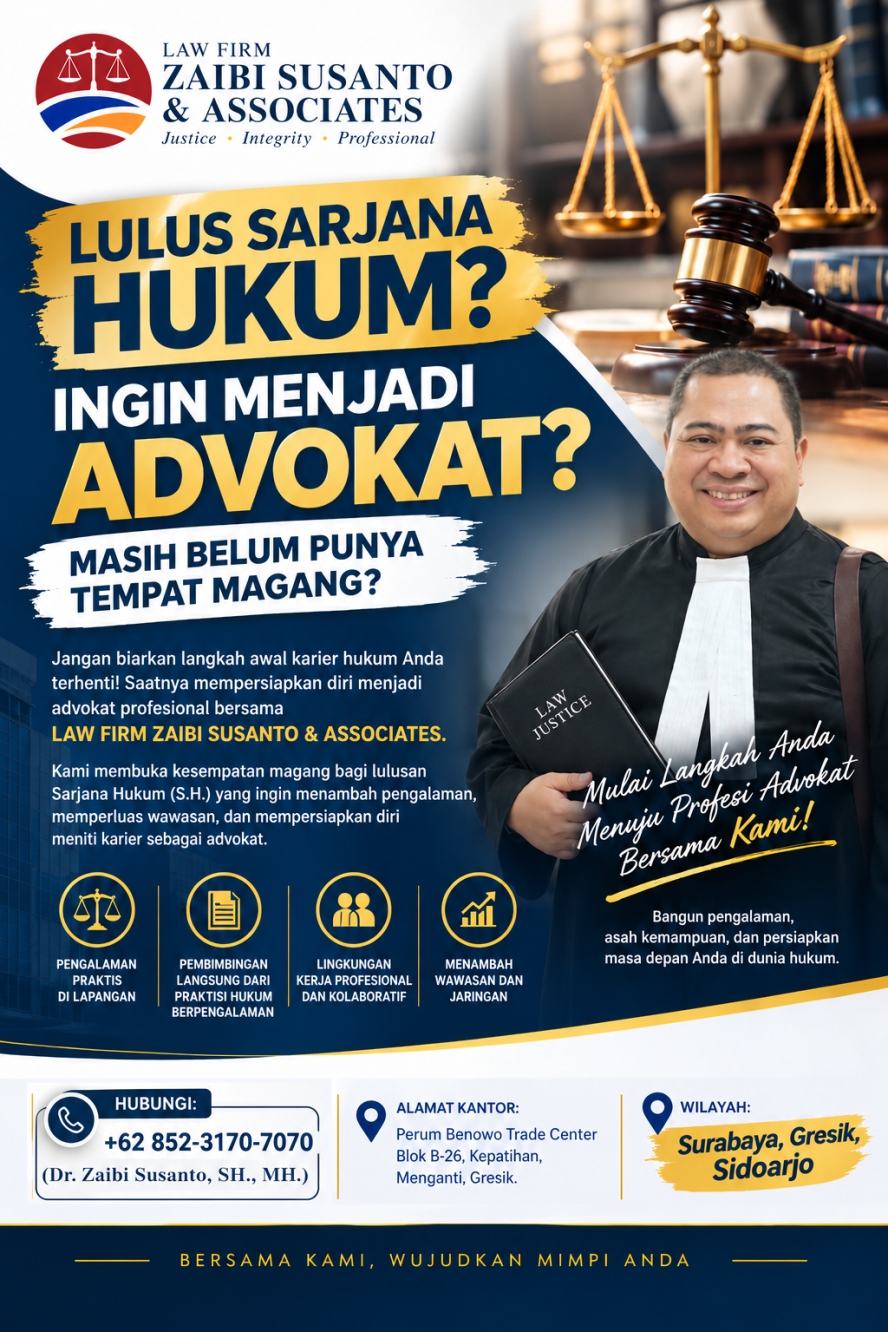 Lulus Sarjana Hukum dan Ingin Jadi Advokat? Law Firm Zaibi Susanto & Associates Buka Kesempatan Magang