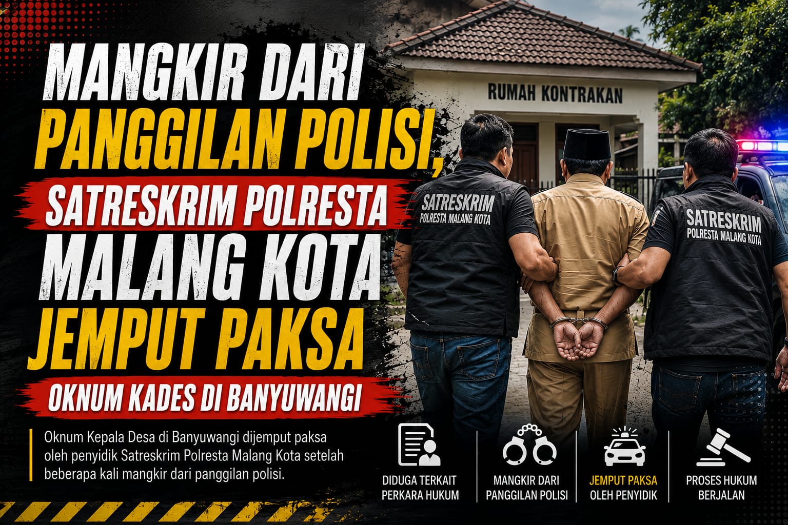 Mangkir dari Panggilan Polisi, Satreskrim Polresta Malang Kota Jemput Paksa Oknum Kades di Banyuwangi