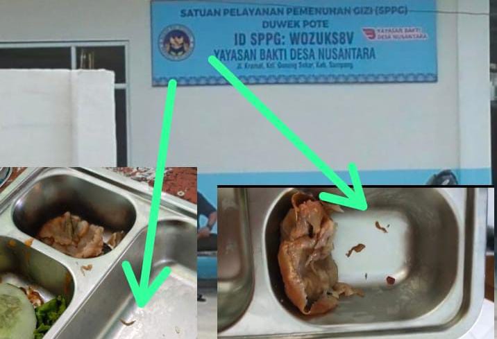 Menjijikan, Ditemukan Belatung Menu MBG , Kepala SPPG Gunung Sekar Terkesan Cari Pembenaran