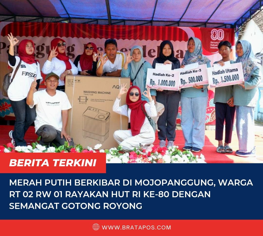 Merah Putih Berkibar di Mojopanggung, Warga RT 02 RW 01 Rayakan HUT RI ke-80 dengan Semangat Gotong Royong