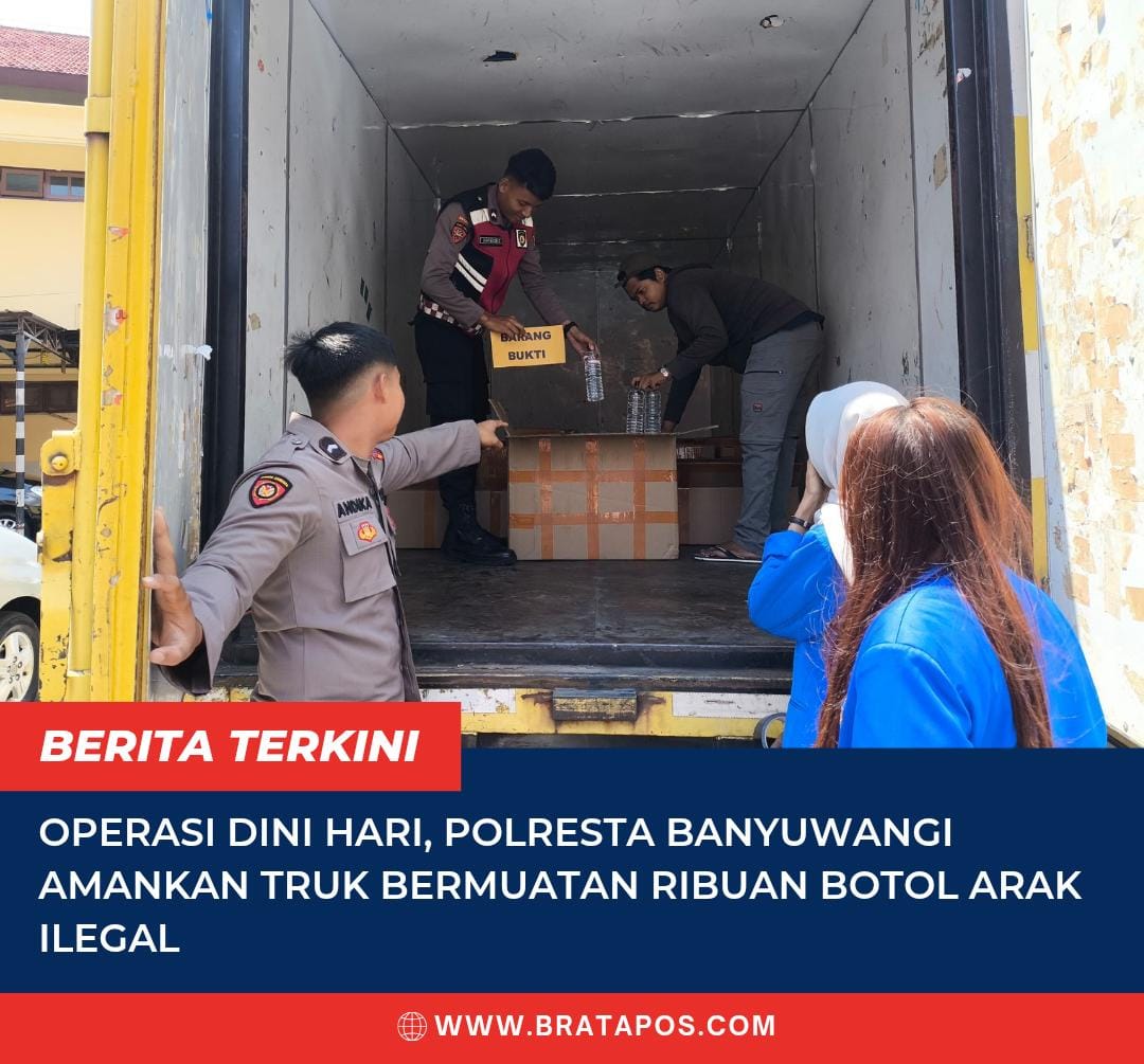 Operasi Dini Hari, Polresta Banyuwangi Amankan Truk Bermuatan Ribuan Botol Arak Ilegal