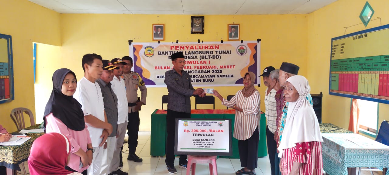 Pemdes Sanleko Salurkan BLT Triwulan I kepada 33 KPM