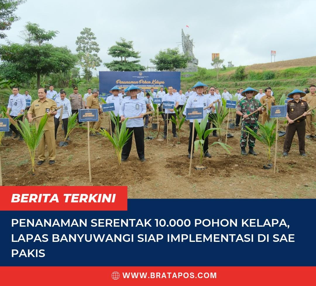 Penanaman Serentak 10.000 Pohon Kelapa, Lapas Banyuwangi Siap Implementasi di SAE Pakis