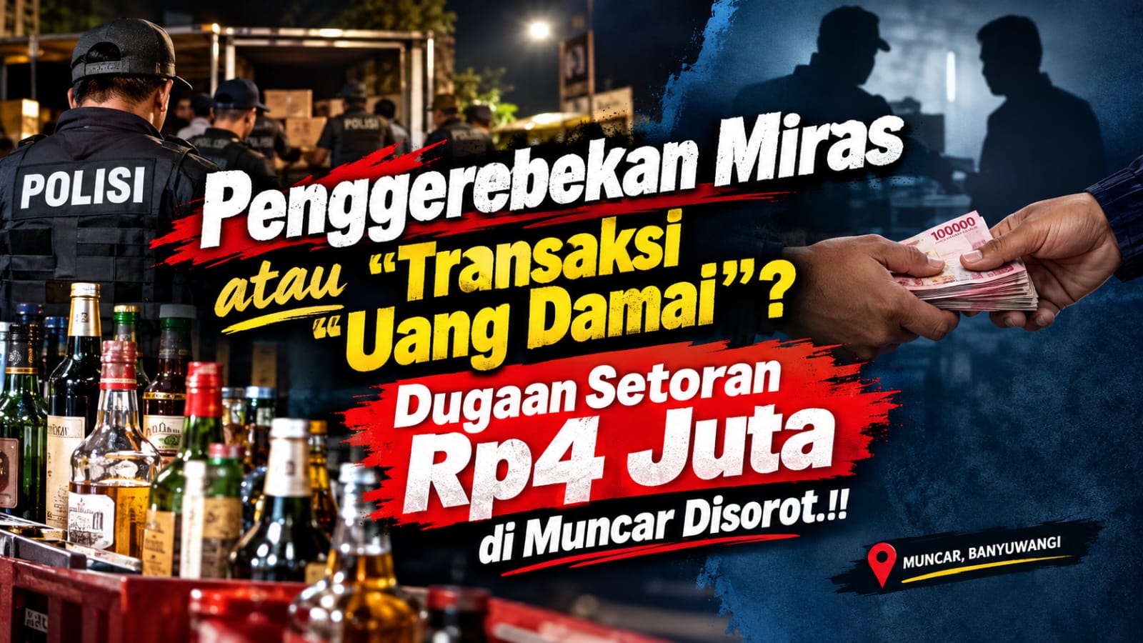 Penggerebekan Miras atau Transaksi “Uang Damai”? Dugaan Setoran Rp4 Juta di Muncar Disorot.!!