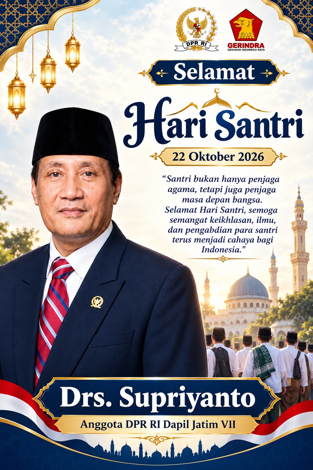 Peringatan Hari Santri 2026, Anggota DPR RI Supriyanto: Santri Adalah Penjaga Masa Depan Bangsa