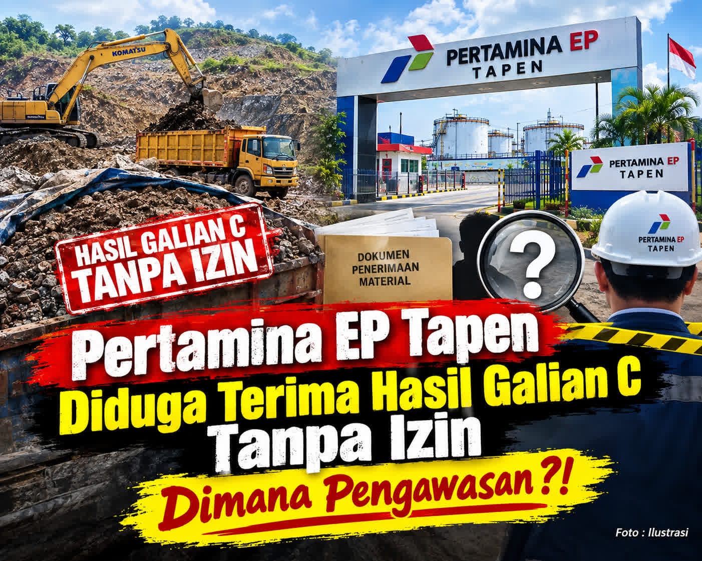Pertamina EP Tapen Diduga Terima  Material Galian C Ilegal Mencuat : Publik Meminta APH Usut Tuntas