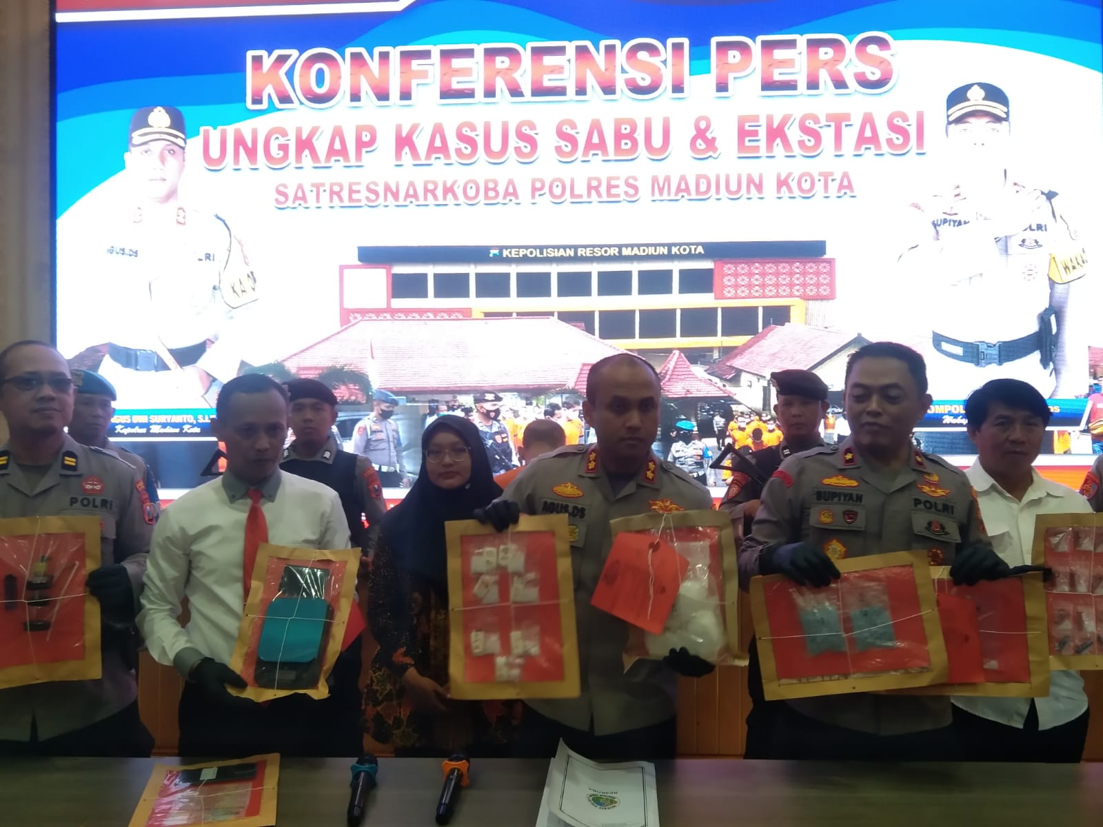 Polres Madiun Kota Bongkar Peredaran Narkoba Besar, 1 Kg Sabu dan Ratusan Ekstasi Diamankan