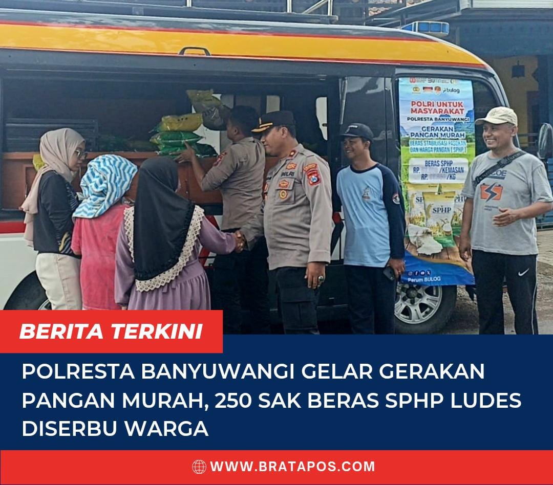 Polresta Banyuwangi Gelar Gerakan Pangan Murah, 250 Sak Beras SPHP Ludes Diserbu Warga