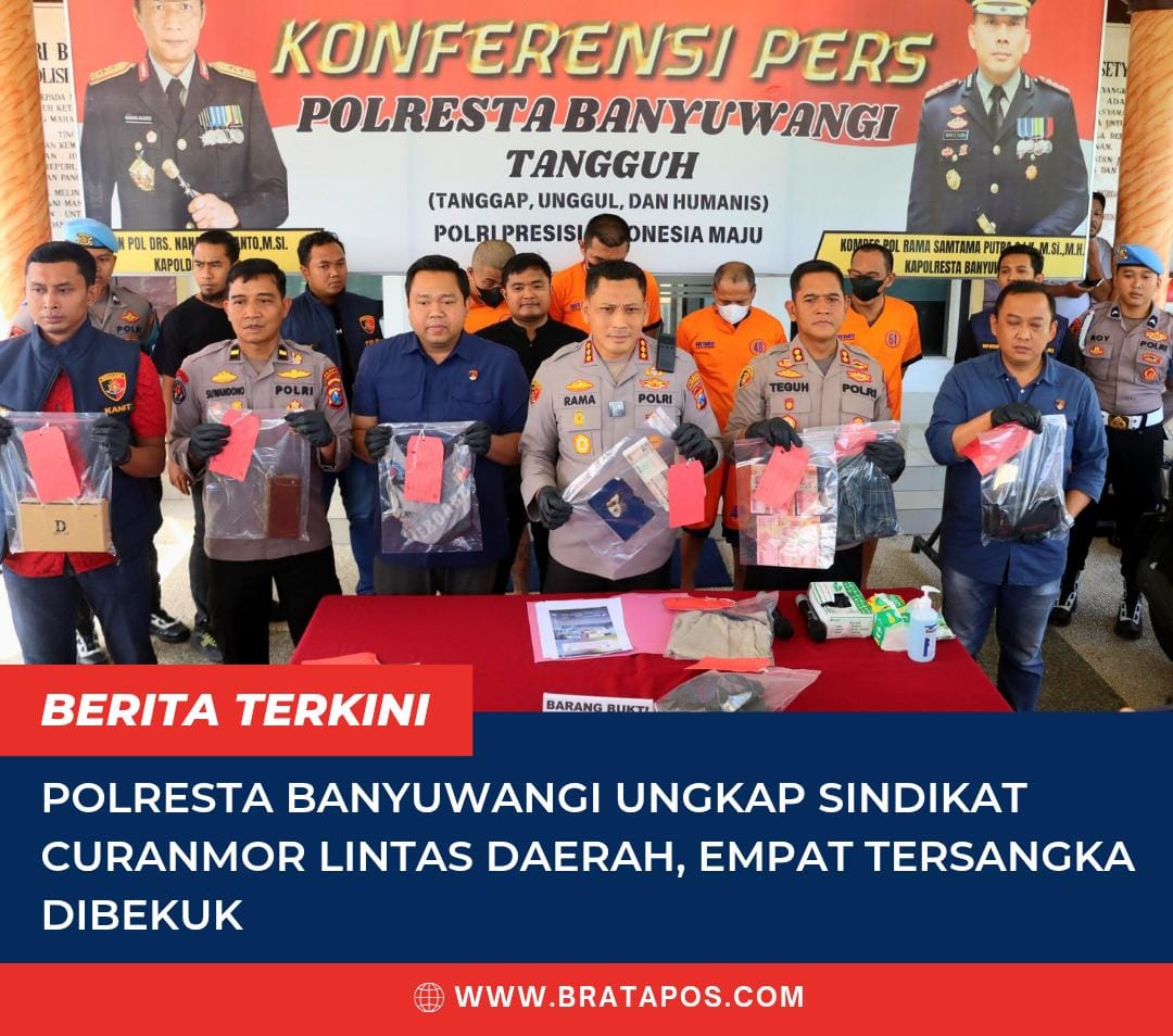 Polresta Banyuwangi Ungkap Sindikat Curanmor Lintas Daerah, Empat Tersangka Dibekuk