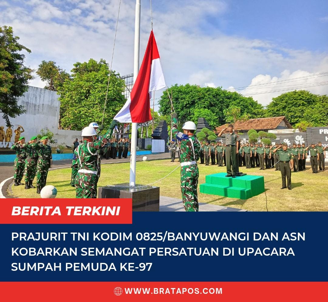 Prajurit TNI Kodim 0825/Banyuwangi dan ASN Kobarkan Semangat Persatuan di Upacara Sumpah Pemuda ke-97