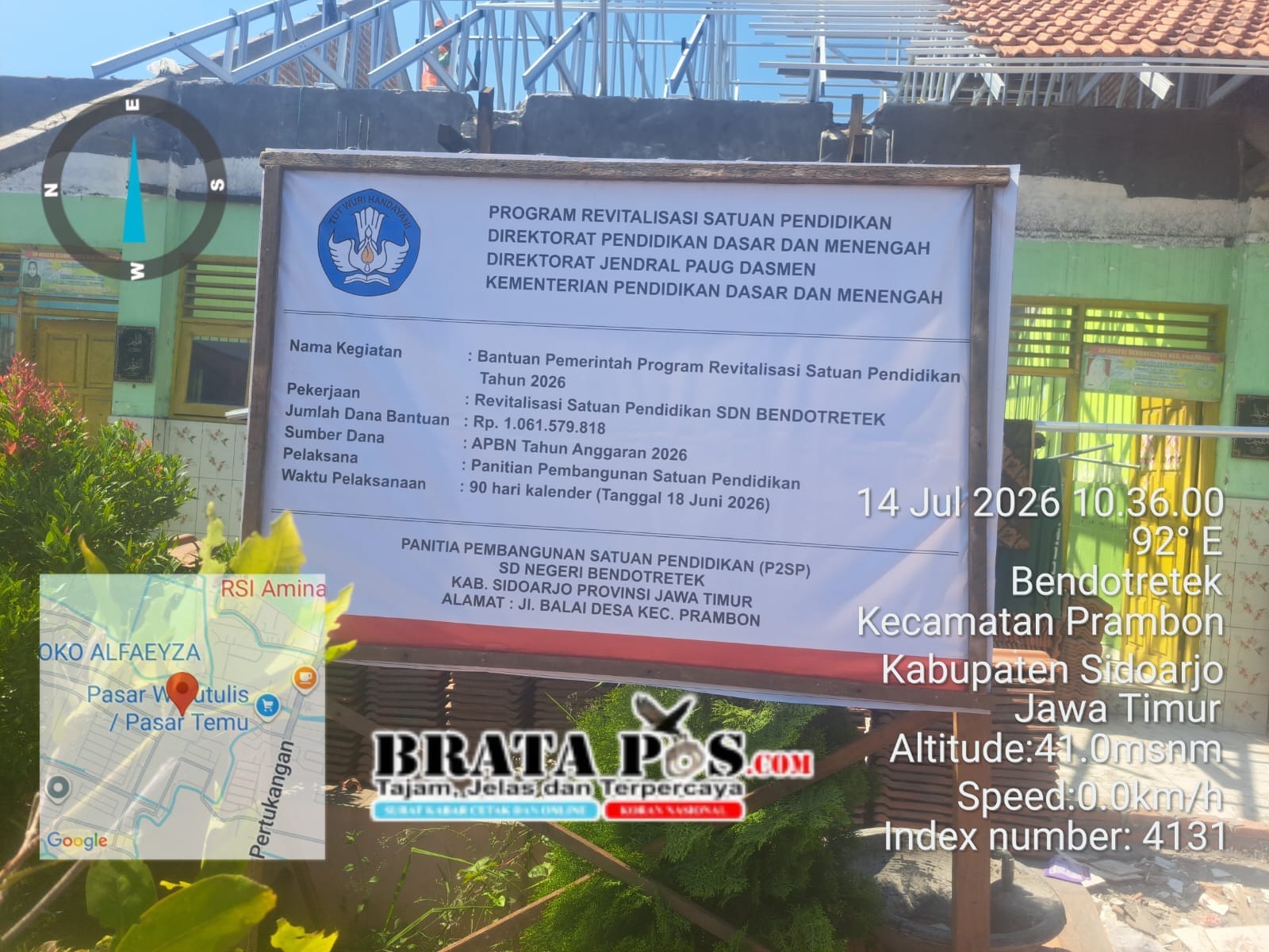Program Revitalisasi Satuan Pendidikan Di SDN Bendotretek 1 Kecamatan Prambon Di Kerjakan Kontraktor