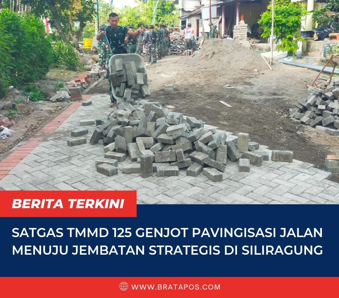 Satgas TMMD 125 Genjot Pavingisasi Jalan Menuju Jembatan Strategis di Siliragung