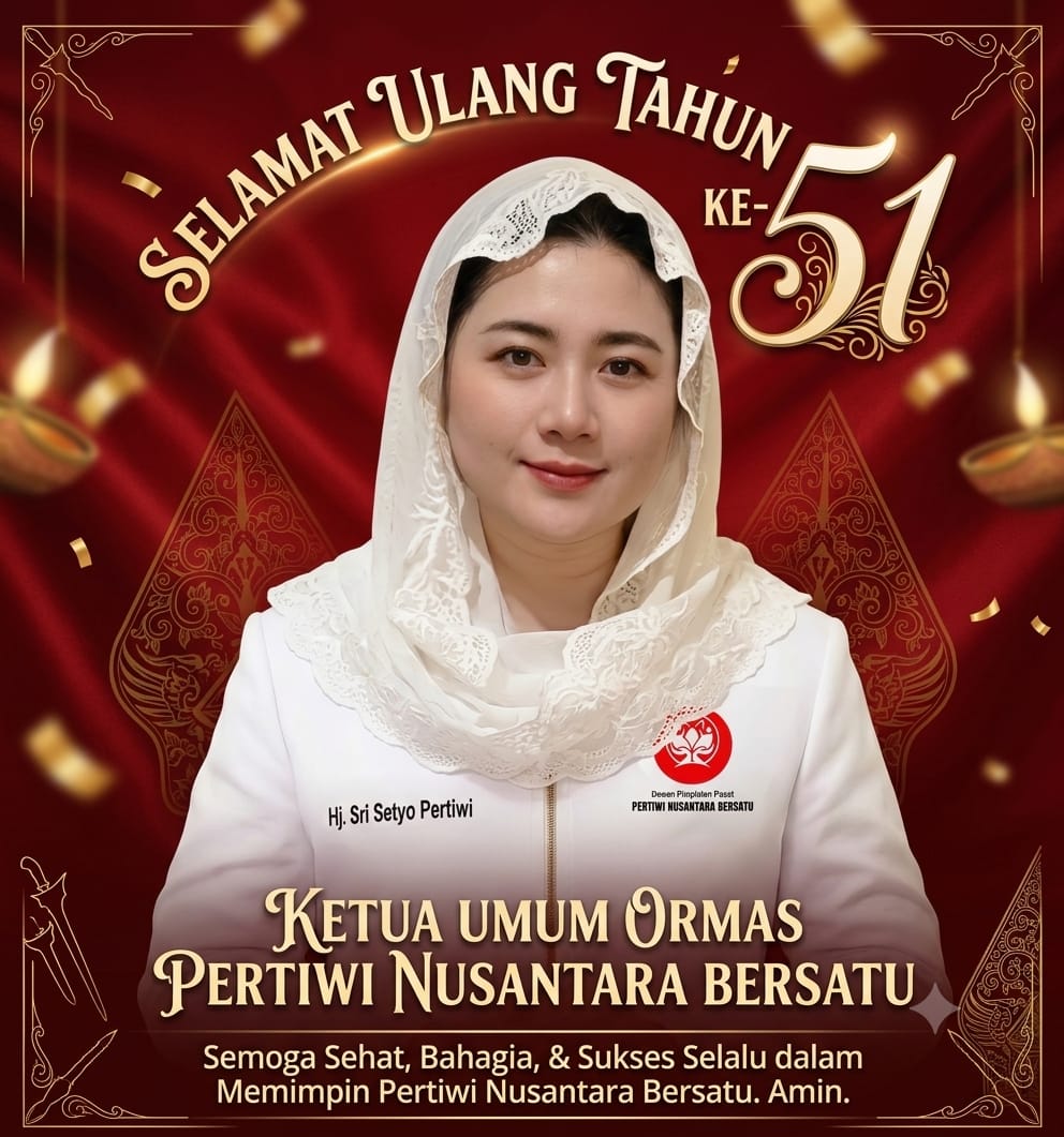 Segenap Redaksi Bratapos.com Ucapkan Selamat Ultah ke-51 untuk Hj. Sri Setyo Pertiwi