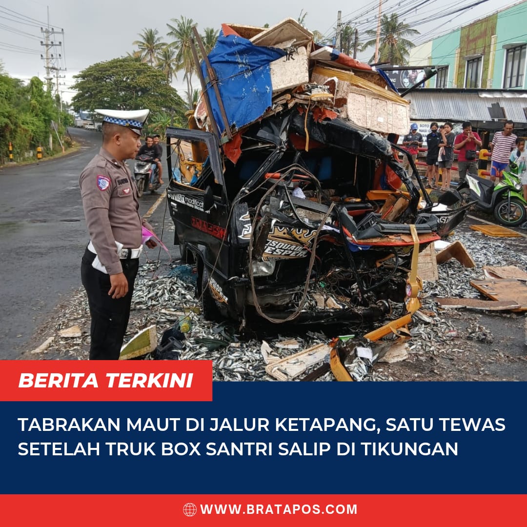 Tabrakan Maut di Jalur Ketapang, Satu Tewas Setelah Truk Box Santri Salip di Tikungan