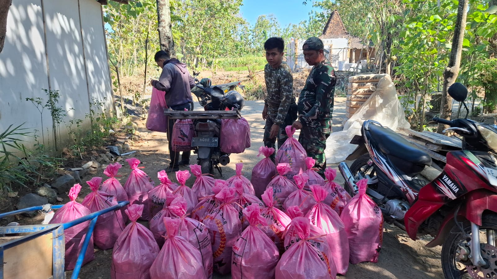 Tak Canggung, Anggota Satgas TMMD Kodim0802/Ponorogo Bantu Warga Panen Jangkrik