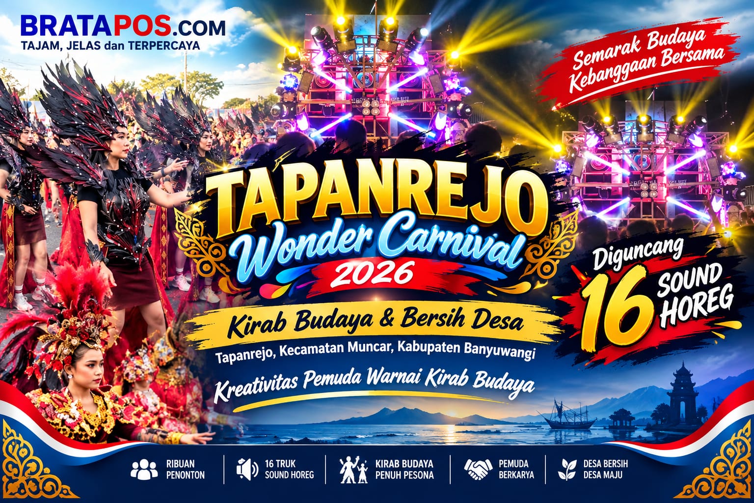 Tapanrejo Wonder Carnival 2026 Diguncang 16 Sound Horeg, Kreativitas Pemuda Warnai Kirab Budaya